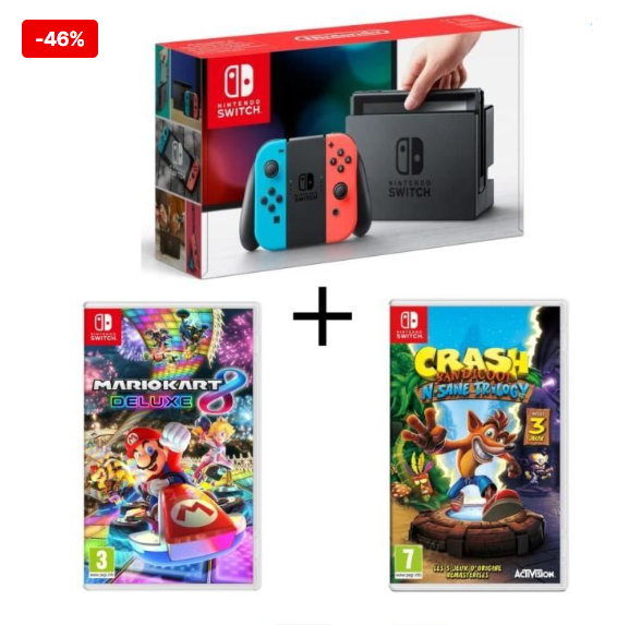 Nintendo Switch Pack Neon + Crash Bandicoot Trilogie
